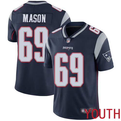 New England Patriots Football #69 Vapor Untouchable Limited Navy Blue Youth Shaq Mason Home NFL Jersey->youth nfl jersey->Youth Jersey